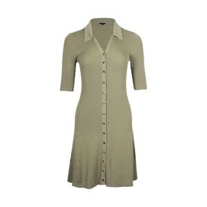 Maje Knitted Shirt Dress in Olive Viscose